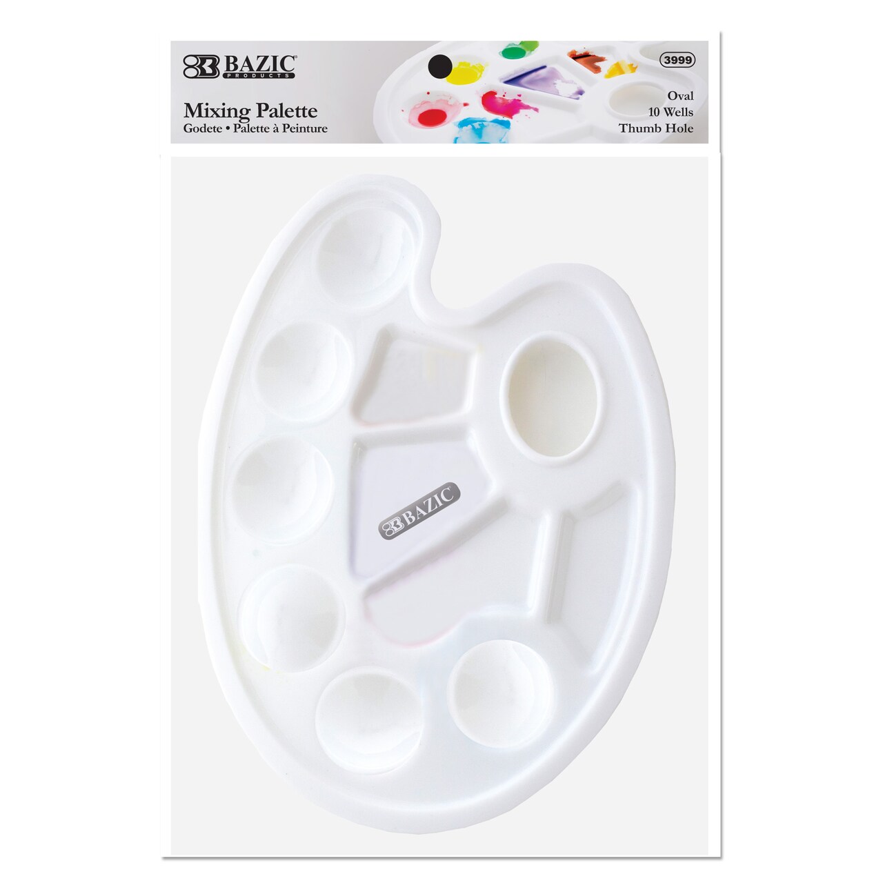 BAZIC Mixing Palette Paint Mixing Tray w/ Thumb Hole Oval (10)